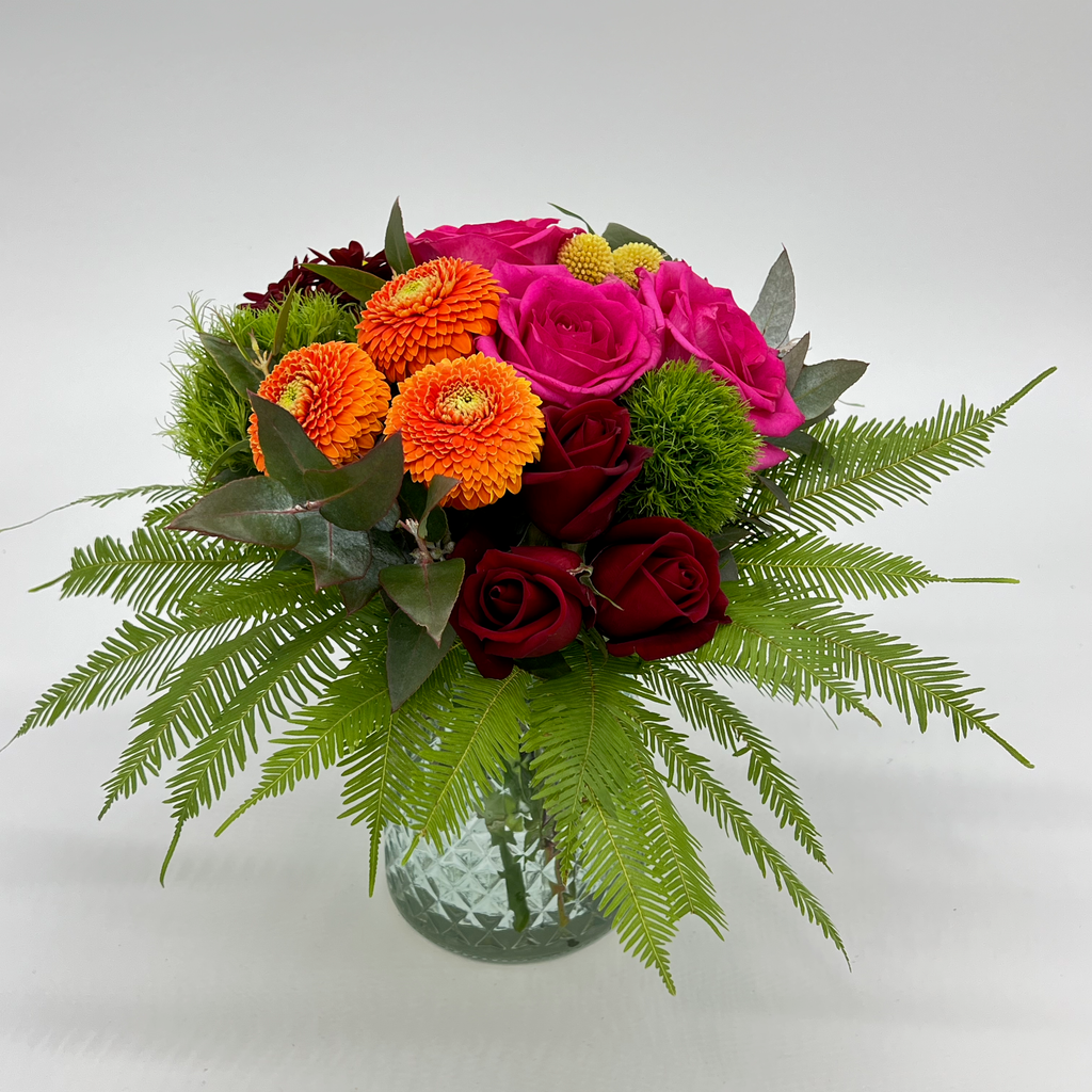Quilted Vase of Mixed Seasonal Flowers