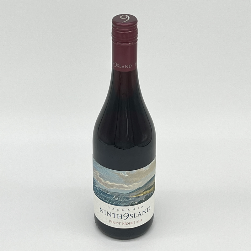 A bottle of Ninth Island Pinot Noir wine with a label that includes the brand 'Piper's Brook' and the variety 'Pinot Noir'. 
