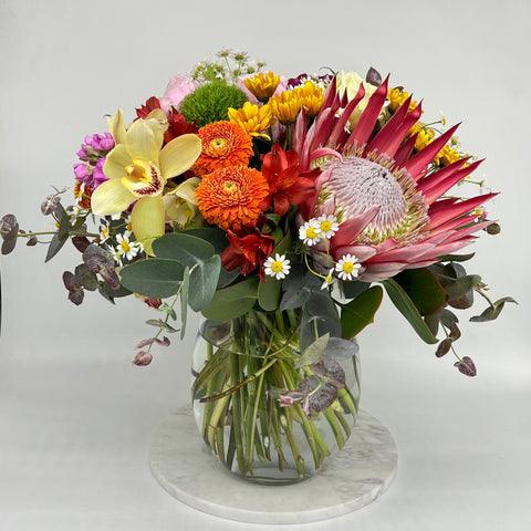 Vase of Mixed Seasonal Flowers