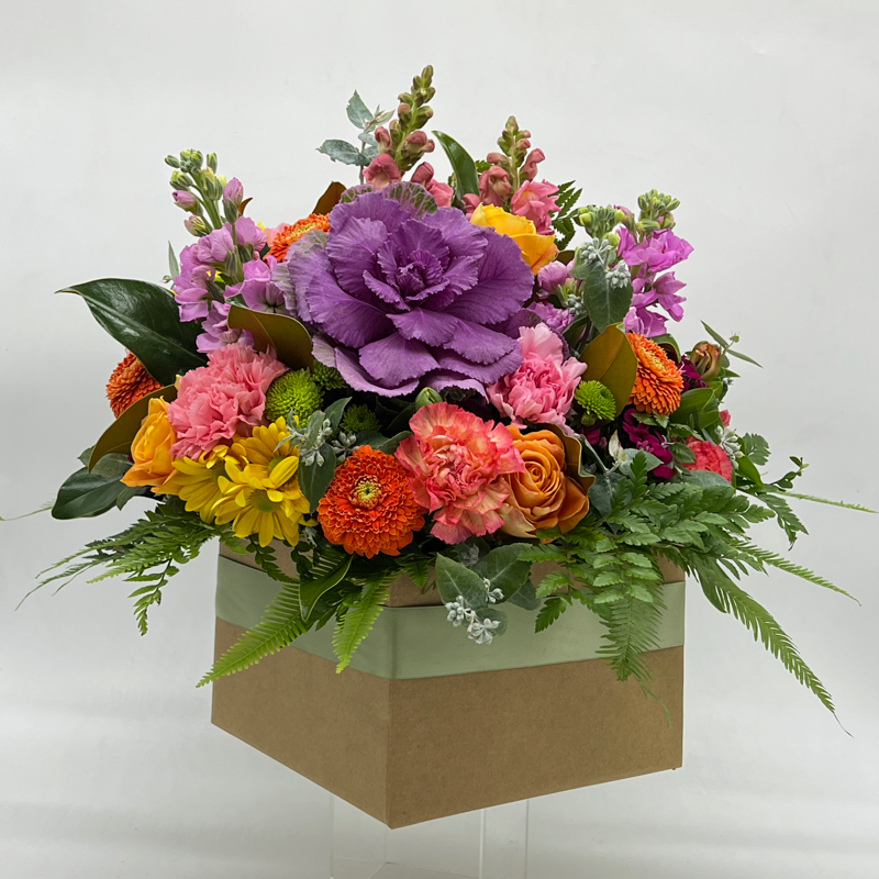 Box Arrangement of Mixed Seasonal Flowers | Large