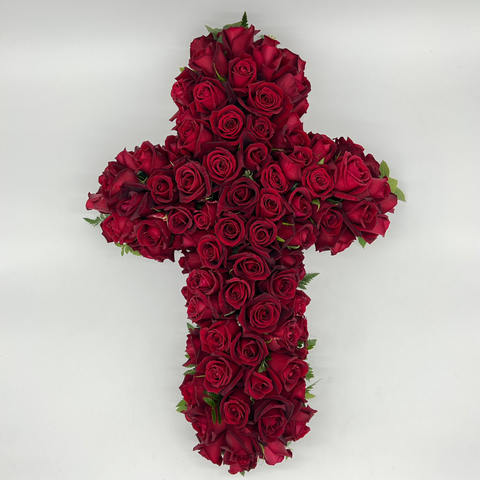 Funeral Cross Rose Tribute